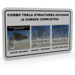 COMBO TEKLA STRUCTURES - MODELAGEM E DETALHAMENTO (3 GALPÕES + MEZANINO)